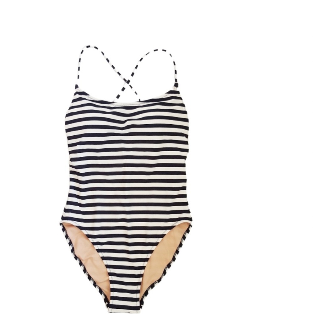 J CREW Tie-back One-Piece Swimsuit Classic Stripe - Picture 1 of 8